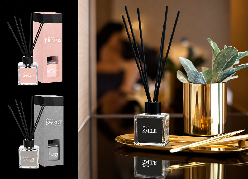 Premium diffuzor- osvežilec prostora z ratanivimi palčkami v elegantnem pakiranju